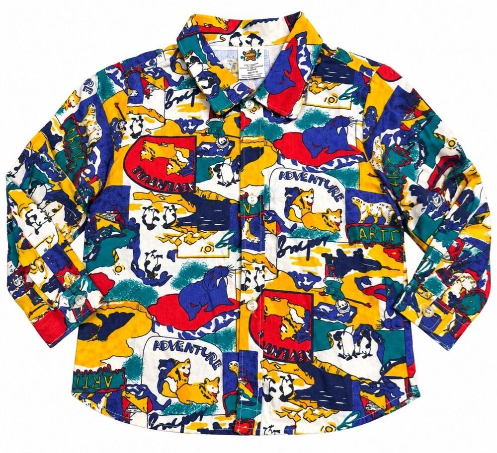 Cuties by Judy Vintage Retro Kids Button Down Shirt Size 18